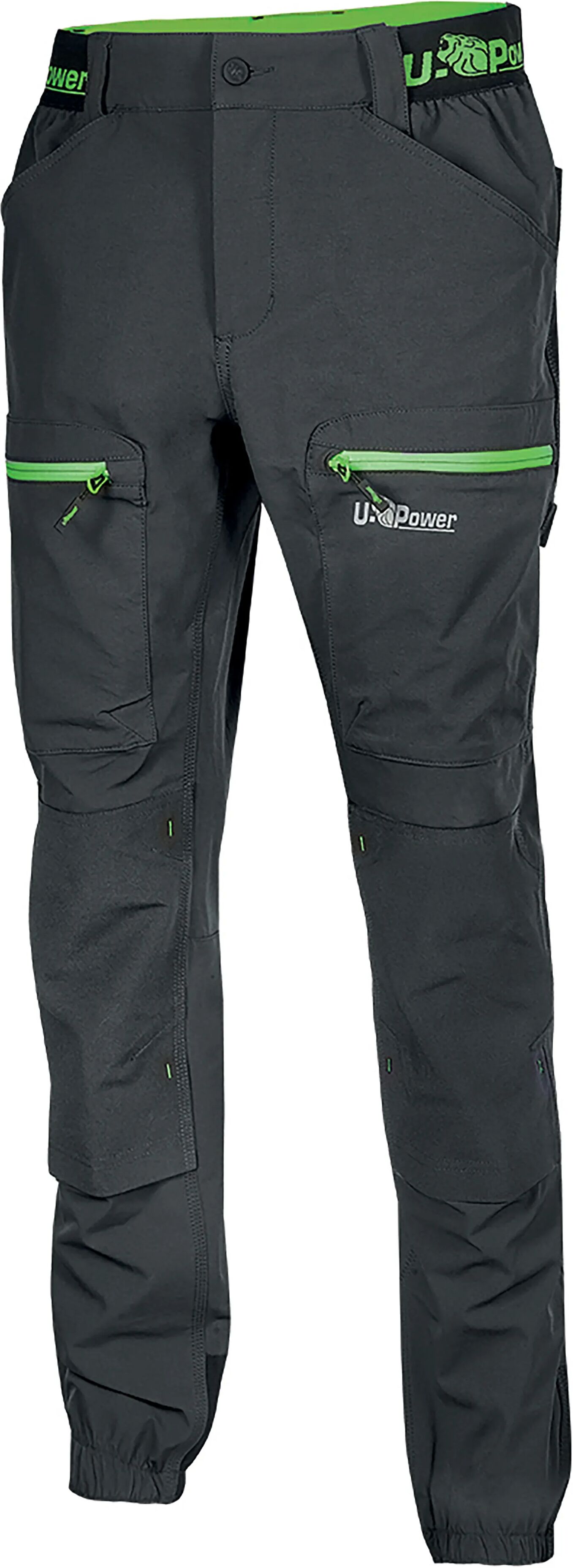 U-power PANTALONE HORIZON  TAGLIA XXL COLORE GRIGIO INSERTI VERDI TESSUTO U-4 WAY STRETCH