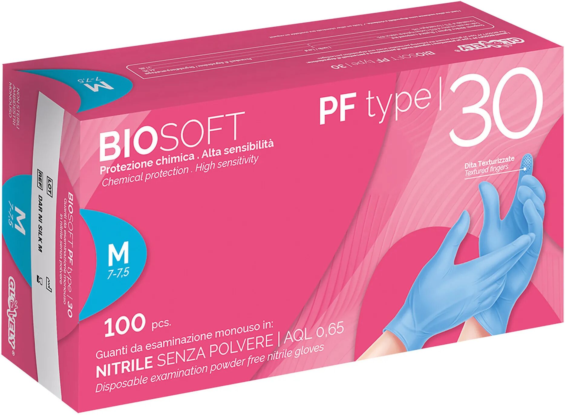 Tecnomat 100 GUANTI MONOUSO BIOSOFT PF IN NITRILE BLU LEGGERO TAGLIA M SENZA POLVERE DPI CAT III 3 g