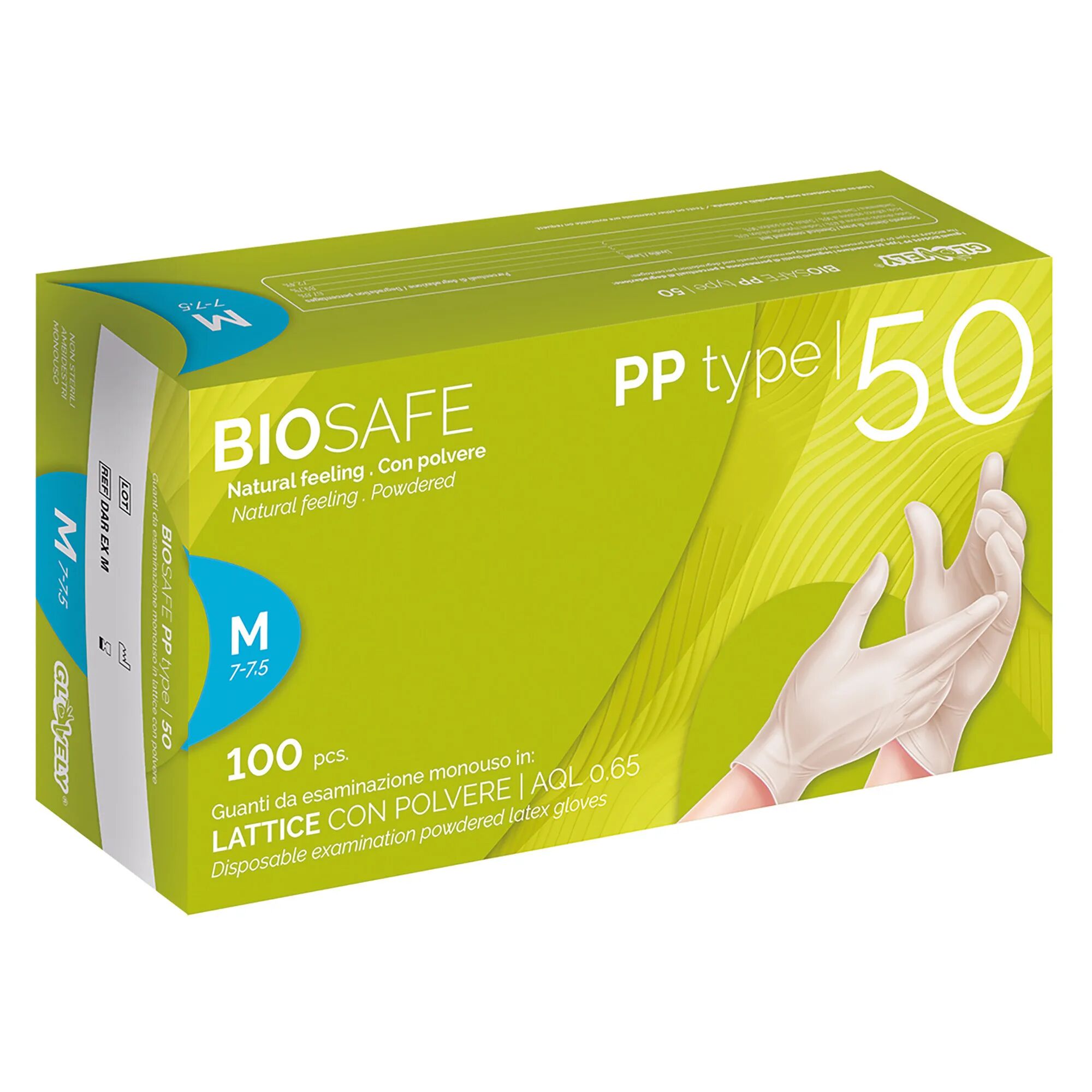 Tecnomat 100 GUANTI MONOUSO BIOSAFE PP IN LATTICE TAGLIA M CON POLVERE DPI CAT III 5 g