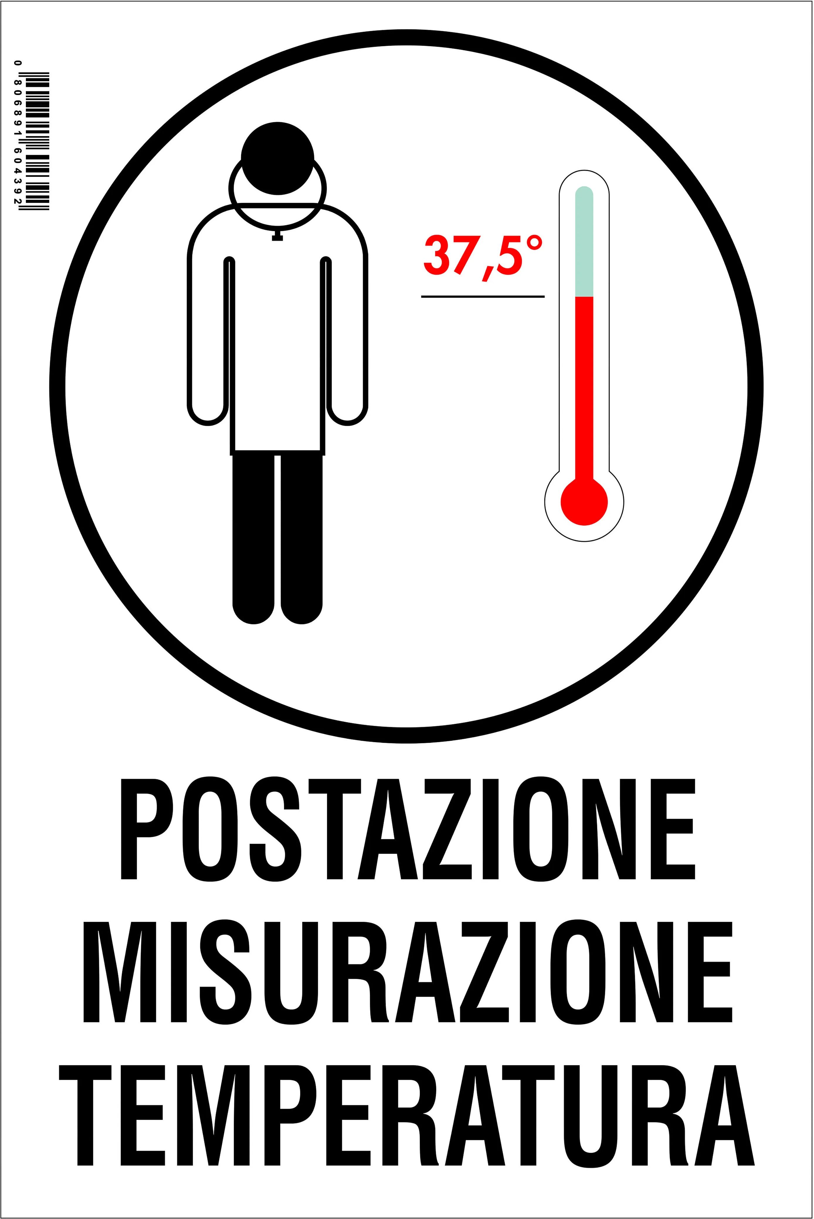 NUOVA ALGIS Cartello Postazione Misura Temperatura In Pvc Rigido 20x30 Cm