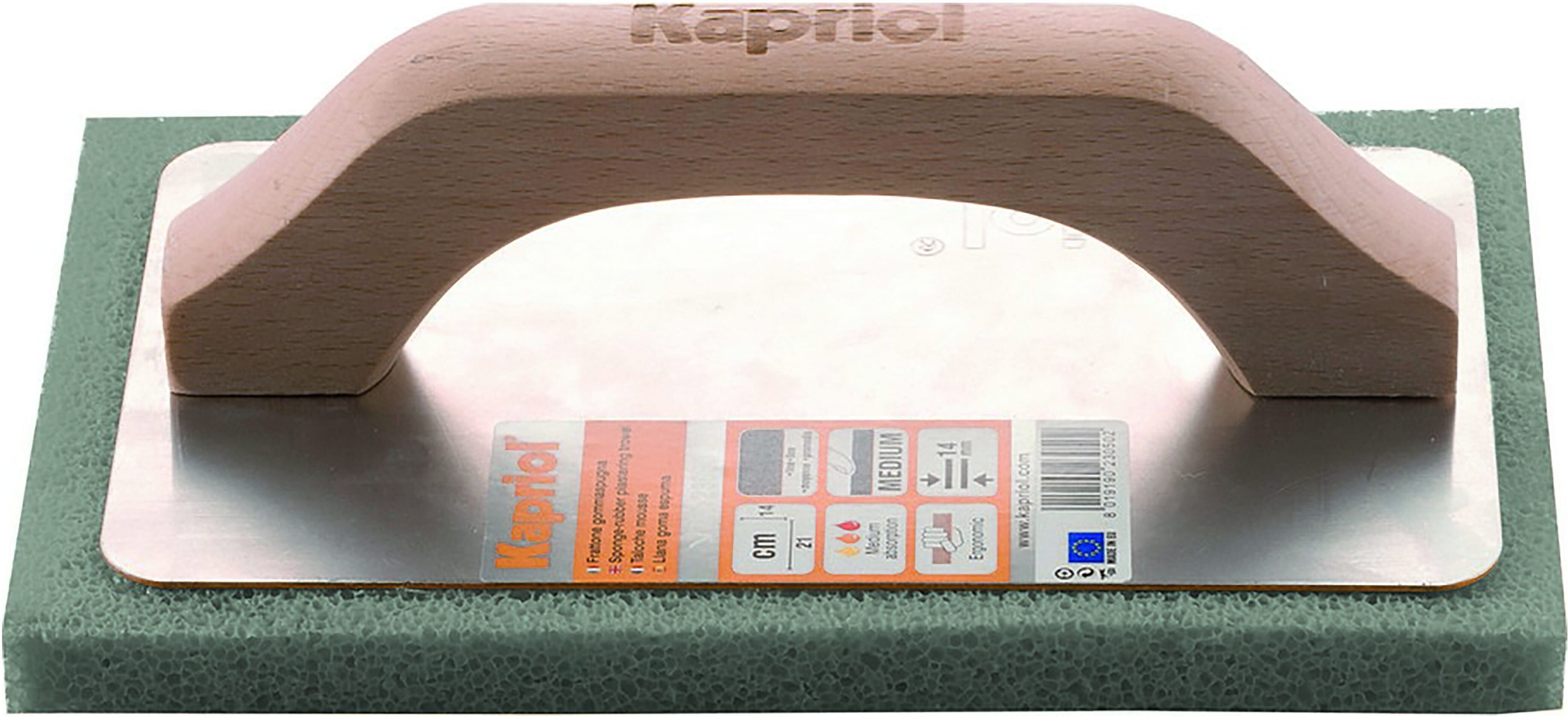 KAPRIOL Frattone 14x21 Cm  Spugna Grigia Cellula Fine Assorbimento Medio Manico Legno KAPRIOL Frattone 14x21 Cm  Spugna Grigia Cellula Fine Assorbimento Medio Manico Legno
