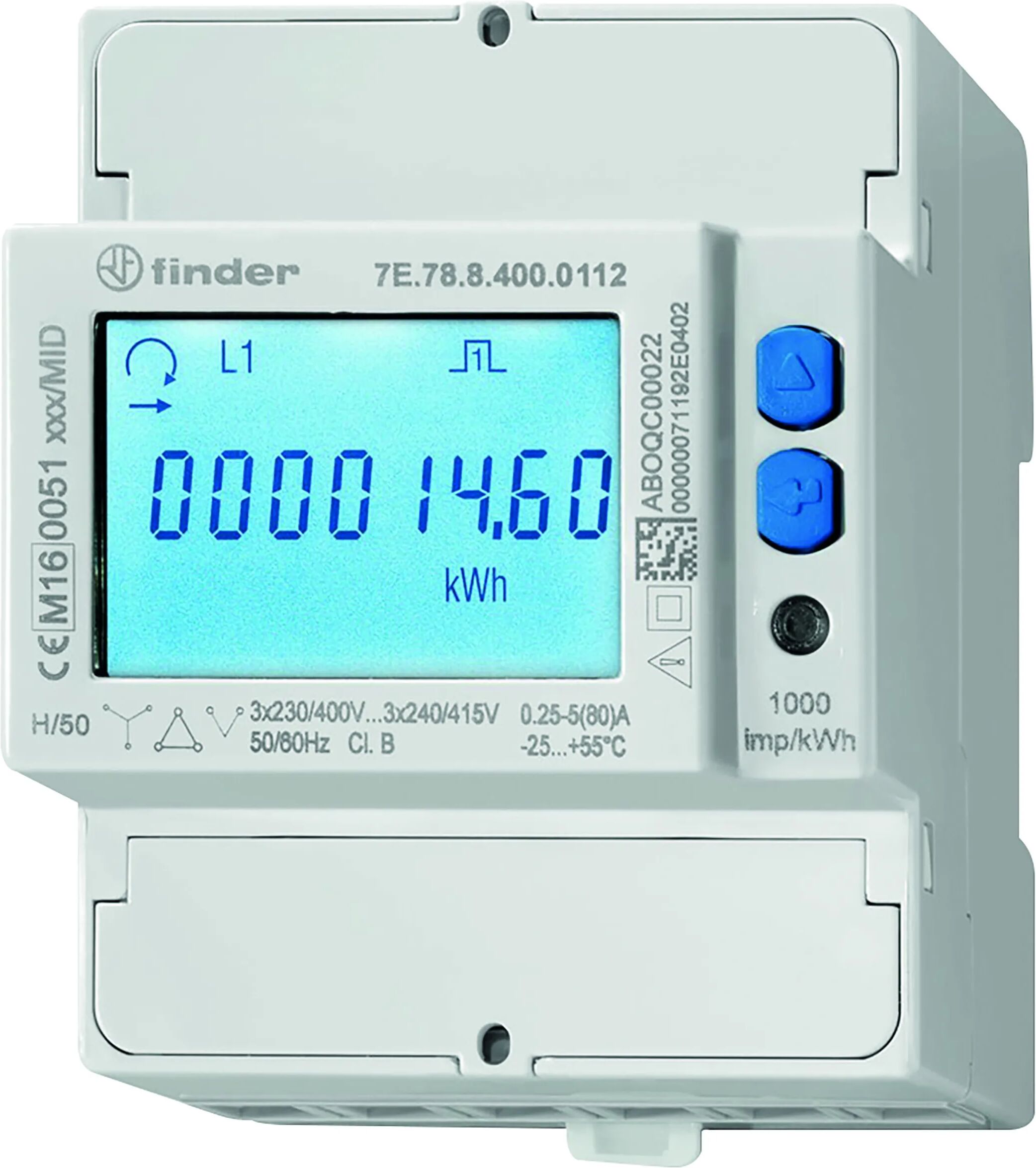 FINDER Contatore Di Energia  Trifase Digitale Lcd Fino 80a 380v Multifunzione Direttiva Mid