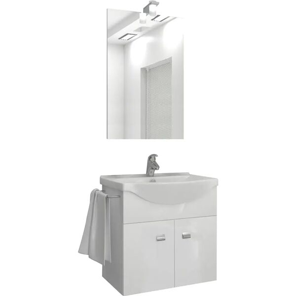 tecnomat mobile berna2 sospeso 2 ante lavabo specchiera ed illuminazione inclusi 58x135x47,5 (lxhxp)