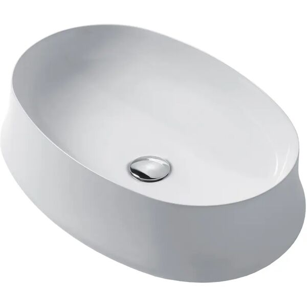 tecnomat lavabo d'appoggio simas sharp04 ceramica bianco lucido ovale 60x16x42 cm (lxhxp)