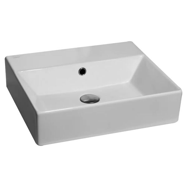 tecnomat lavabo d'appoggio square in ceramica bianco opaco rettangolare con foro 50x14x42 cm(lxhxp)