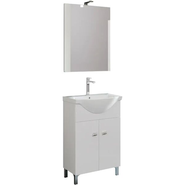 tecnomat mobile gaia laccato bianco 2 ante 56,5x86x42,50 cm (lxhxp) lavabo e specchio