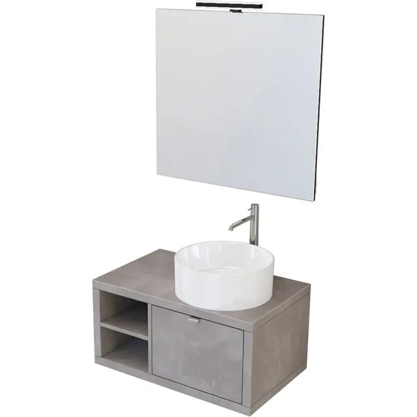 tecnomat base domus in legno cemento 1 cassetto sinistro e ripiano destro 80x40x50 cm (lxhxp)