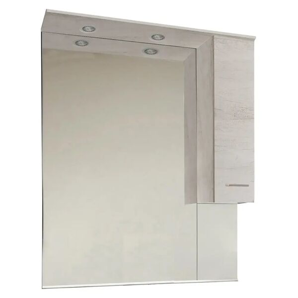 tecnomat specchiera jess in legno quercia   bianco 1 pensile 2 luci le  70x104x18 cm (lxhxp)