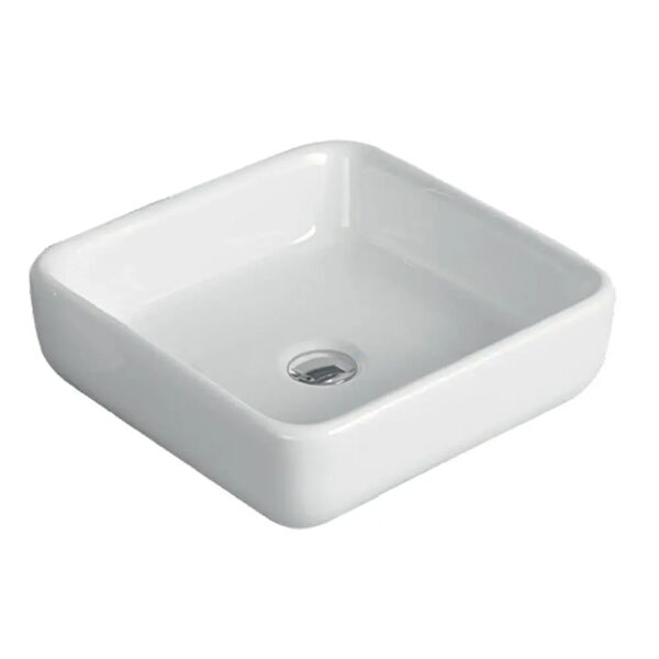 tecnomat lavabo d'appoggio cubo in ceramica bianco lucido quadrato 40x12x40 cm (lxhxp)