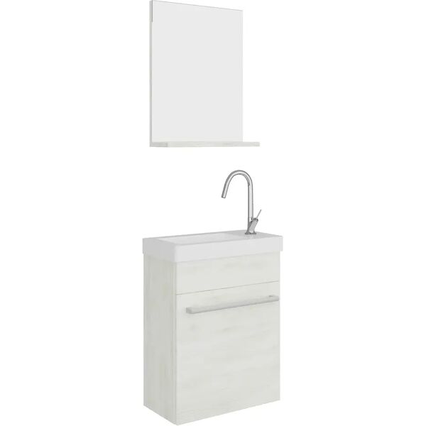 tecnomat mobile perla rovere bianco lavabo ceramica e specchio 40,5x55,5x22,5 cm (lxpxh)