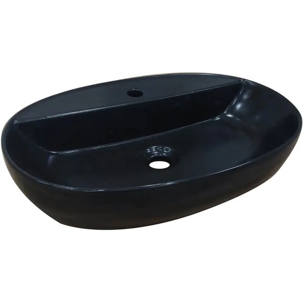 tecnomat lavabo d'appoggio carisma in ceramica nero opaco ovale con foro 59,5x13x40 cm (lxhxp)