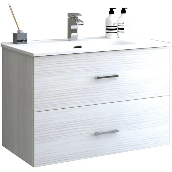 tecnomat base portalavabo con lavabo asya larice bianco 2 cassetti soft close 80x55x46 cm (lxhxp)