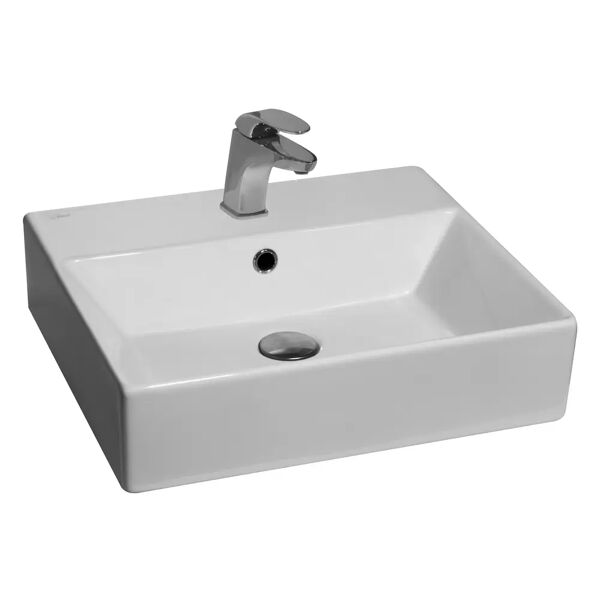 tecnomat lavabo d'appoggio square in ceramica bianco lucido rettangolare con foro 50x14x42 cm(lxhxp)