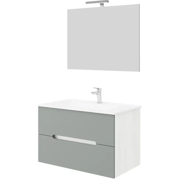 tecnomat mobile iris 2cassetti 80x53x46cm (lxhxp) bianco e tortora lavabo in ceramica specchio filo luce