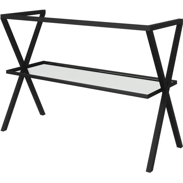 tecnomat base cavalletto metallo nero 100x70x46 cm (lxhxp) co ripiano in vetro