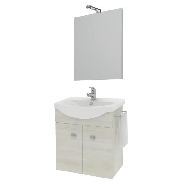 tecnomat mobile bernie sospeso rovere bianco 2 ante 57x135x47,50 cm (lxhxp) lavabo e specchio