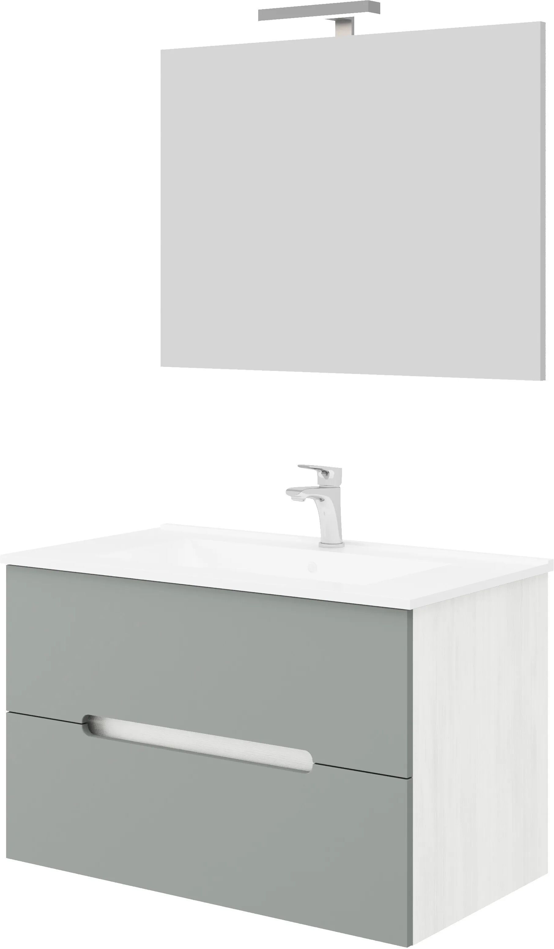 tecnomat mobile iris 2cassetti 80x53x46cm (lxhxp) bianco e tortora lavabo in ceramica specchio filo luce