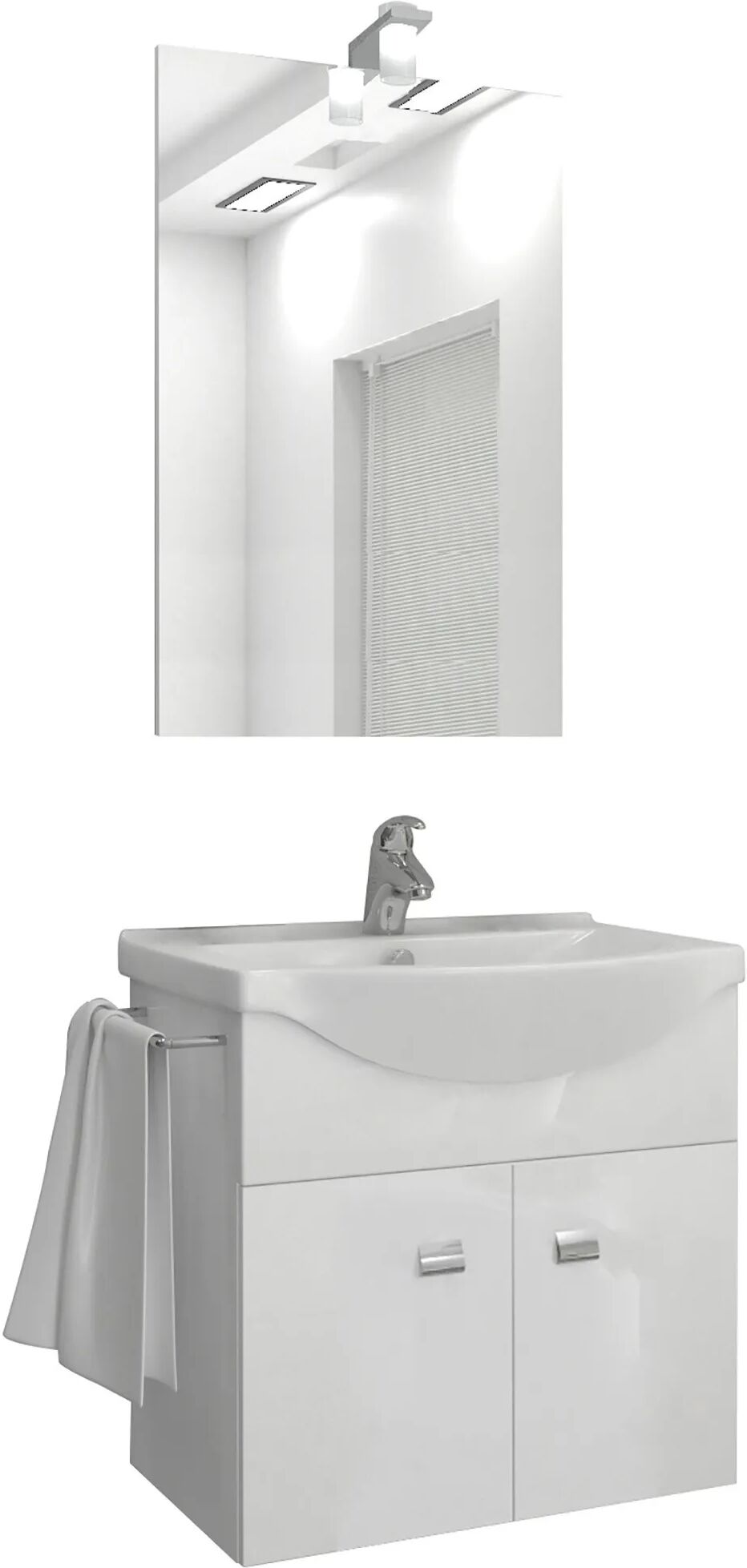 Tecnomat MOBILE BERNA2 SOSPESO 2 ANTE LAVABO SPECCHIERA ED ILLUMINAZIONE INCLUSI 58x135x47,5 (LxHxP)