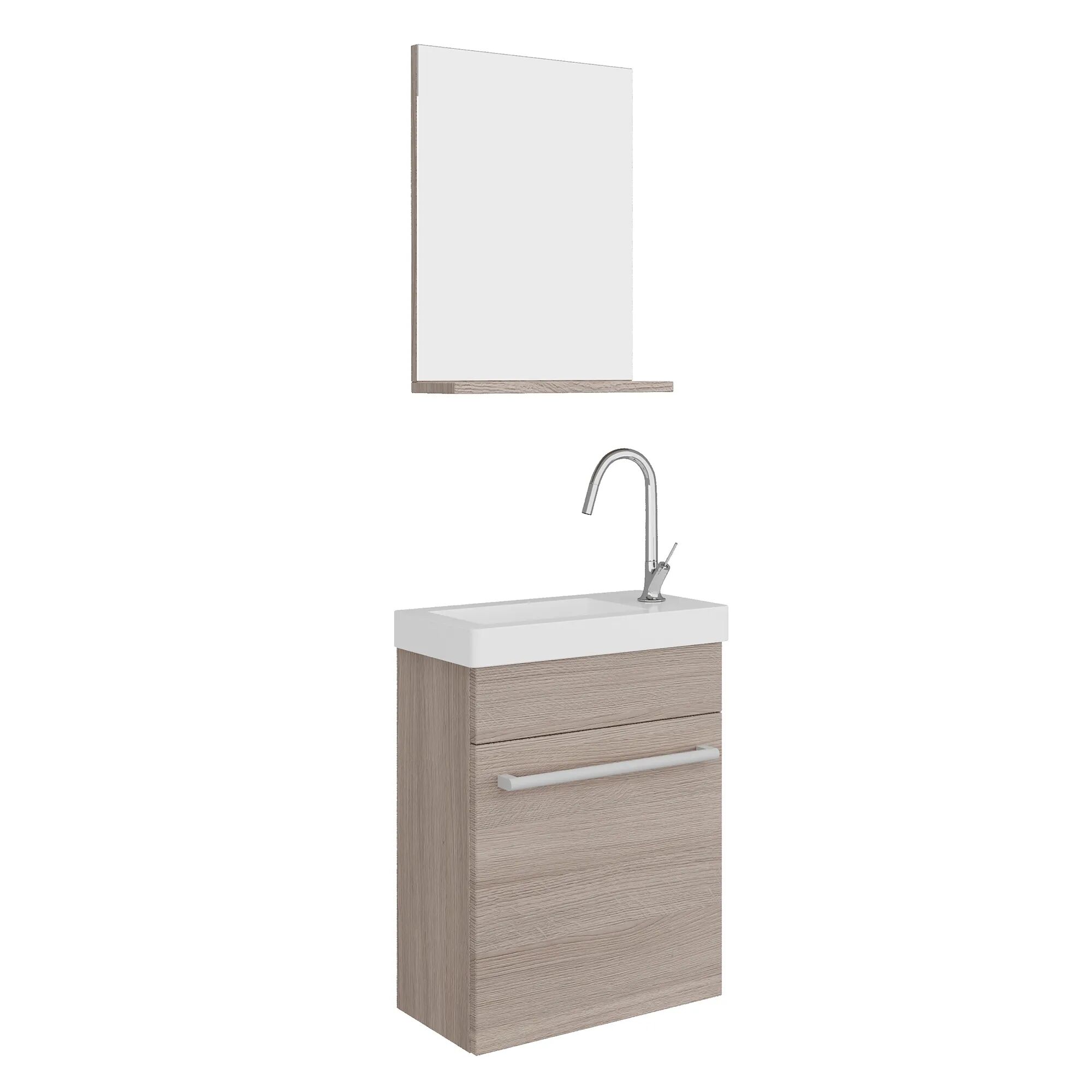 Tecnomat MOBILE PERLA ROVERE FUMO 1A LAVABO CERAMICA E SPECCHIO 40,5x55,5x22,5 cm (LxPxH)