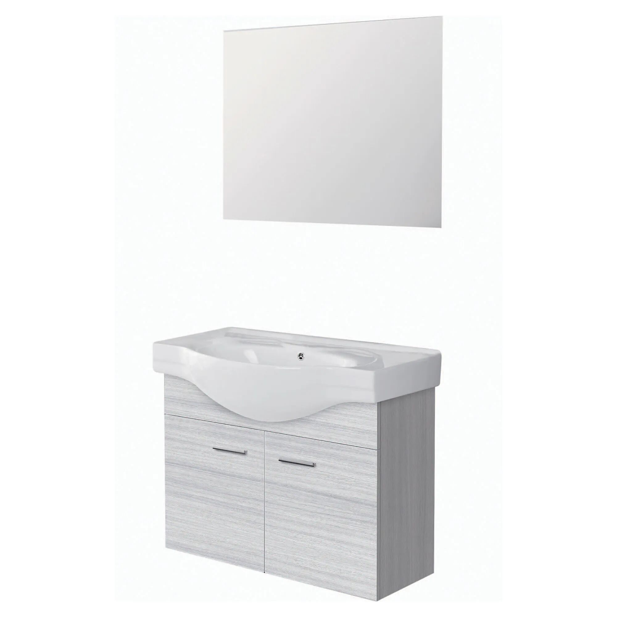 Tecnomat MOBILE 2 ANTE ROVERE GRIGIO LAVABO IN CERAMICA CON SPECCHIO 80x64,5x46 cm (LxHxP)