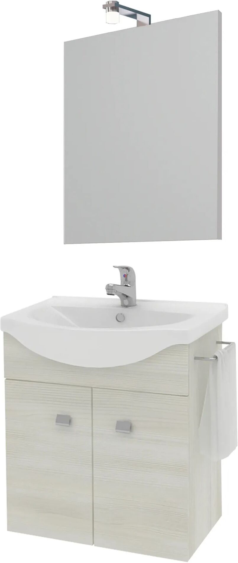 Tecnomat MOBILE BERNIE SOSPESO ROVERE BIANCO 2 ANTE 57x135x47,50 cm (LxHxP) LAVABO E SPECCHIO