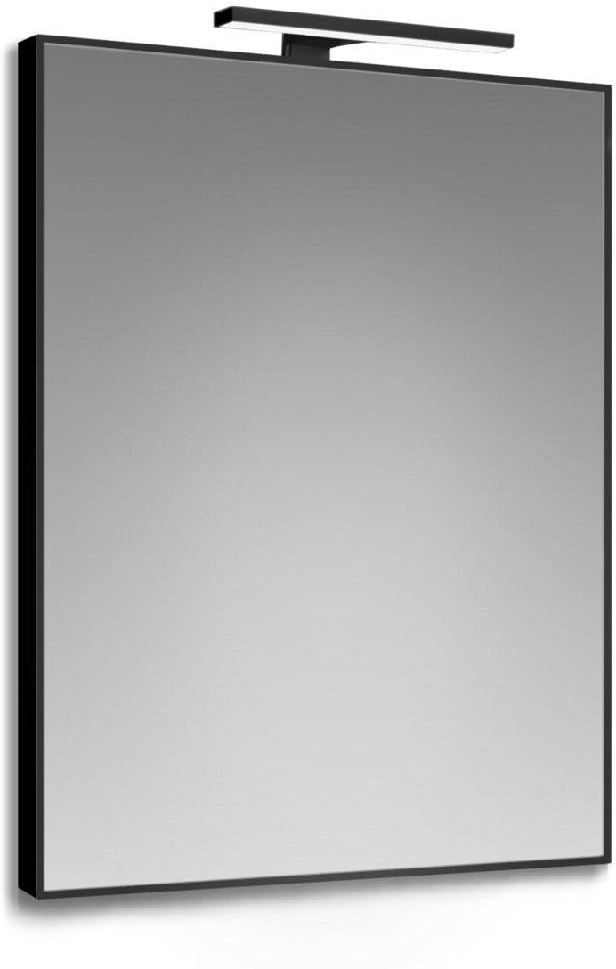 Specchio Black 60x80cm (Lxp) Filo Lucido Reversibile Telaio Nero Lampada Led Luce Fredda 5 W Specchio Black 60x80cm (Lxp) Filo Lucido Reversibile Telaio Nero Lampada Led Luce Fredda 5 W