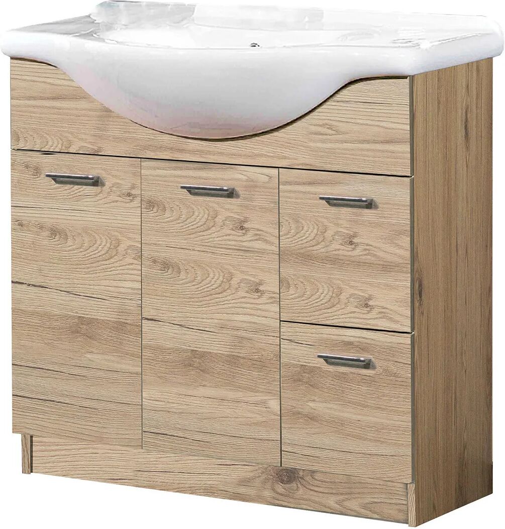 Base Portalavabo Con Lavabo Jess Quercia Naturale 2 Ante 2 Cassetti 85x86x50 Cm (Lxhxp) Base Portalavabo Con Lavabo Jess Quercia Naturale 2 Ante 2 Cassetti 85x86x50 Cm (Lxhxp)