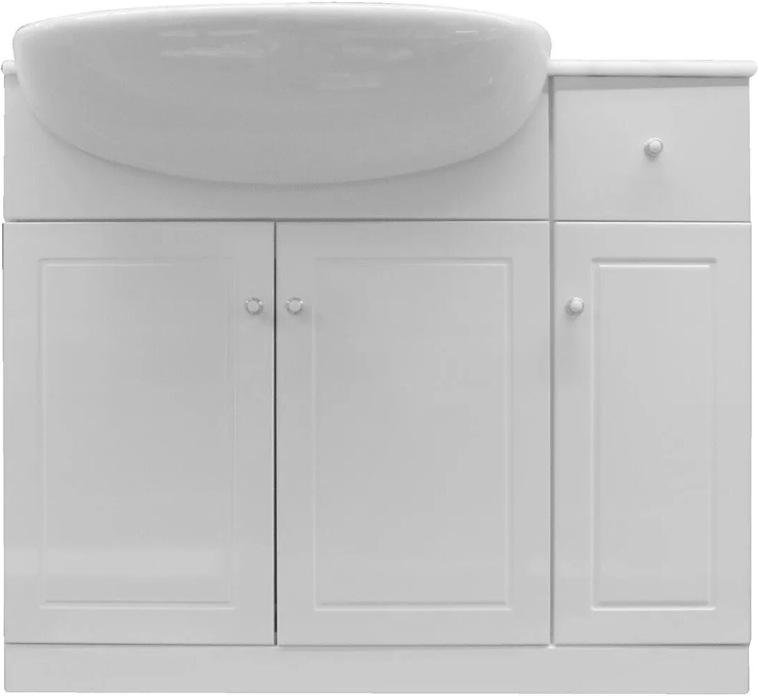 Base Portalavabo Paros Destro In Legno Bianco 3 Ante 1 Cassetto 93x78x34 Cm (Lxhxp)