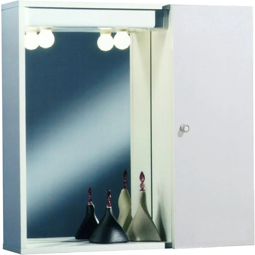 Armadietto Specchio Sara 1 Anta 63x16x60 Cm Mdf Bianco Luce Led