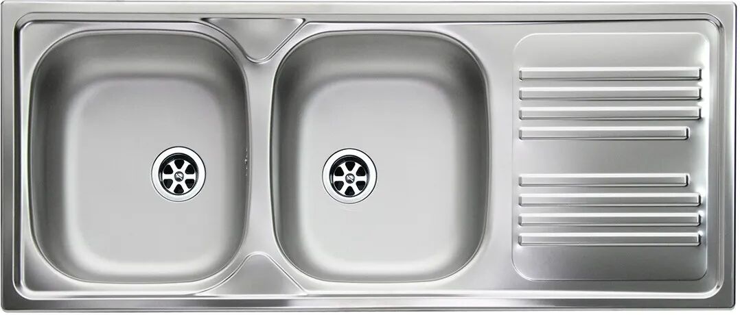 APELL Lavello Atmosfera 116x50cm Inox Prelucid 2 Vasche Con Sgocciolatoio A Destra Piletta 2''