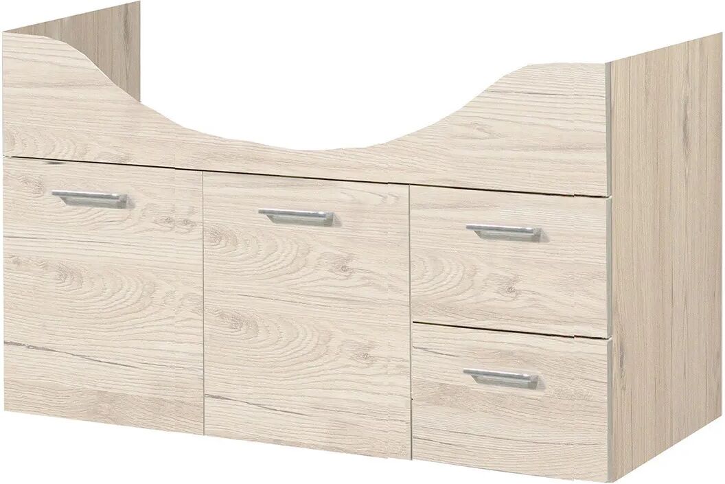 Base Portalavabo Laguna In Quercia Bianco 2 Ante 2 Cassetti 99x57x34 Cm (Lxhxp)