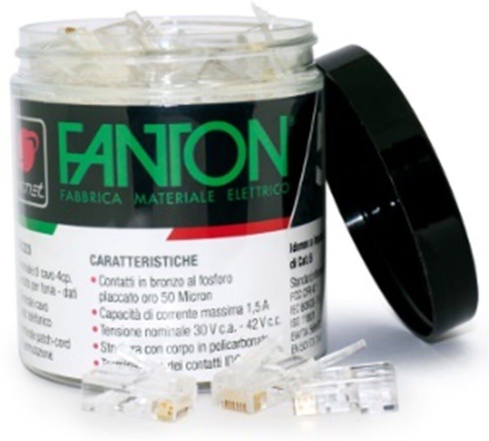 FANTON 50 Plug Rj45  Cat6 Con 10 Copriplug Doratura Contatti 50 Μm FANTON 50 Plug Rj45  Cat6 Con 10 Copriplug Doratura Contatti 50 Μm
