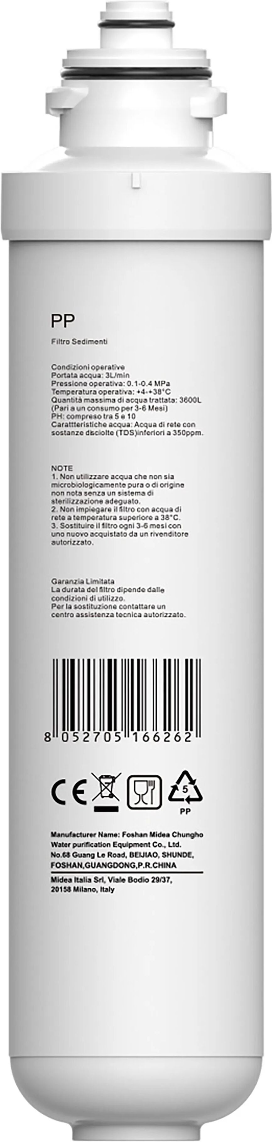 Midea FILTRO POLIPROPILENE  JTY08-019 PER DEPURATORE ULTRAFILTRAZIONE JL1844