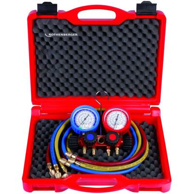 Tecnomat KIT GRUPPO MANOMETRICO ROTHENBERGER CON FLESSIBILI PER GAS R410 E R32 Tecnomat KIT GRUPPO MANOMETRICO ROTHENBERGER CON FLESSIBILI PER GAS R410 E R32