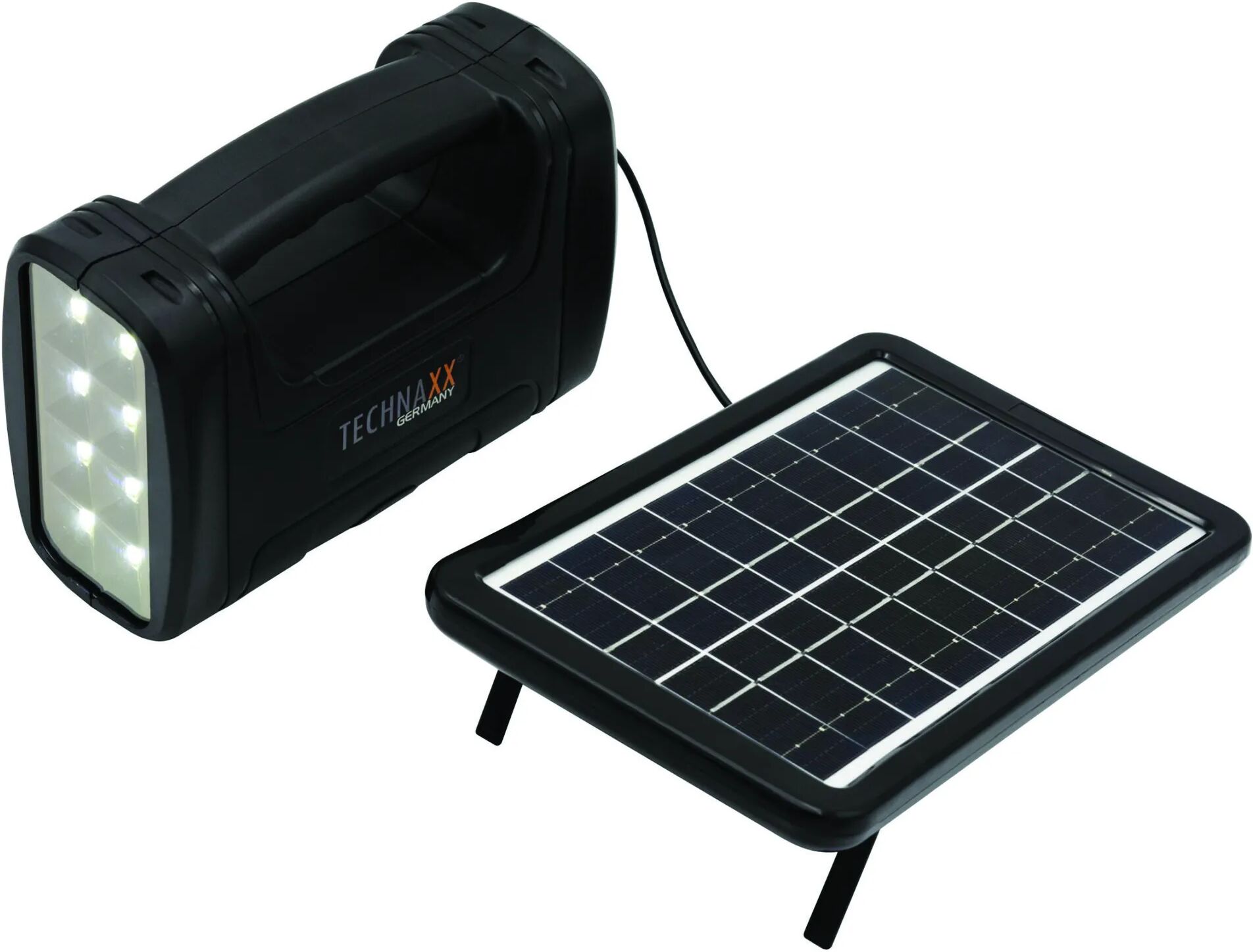 tecnomat set pannello solare 3w e powerstation 8w con torcia led con cavo 5m 3 lampadine led 160 lm/w