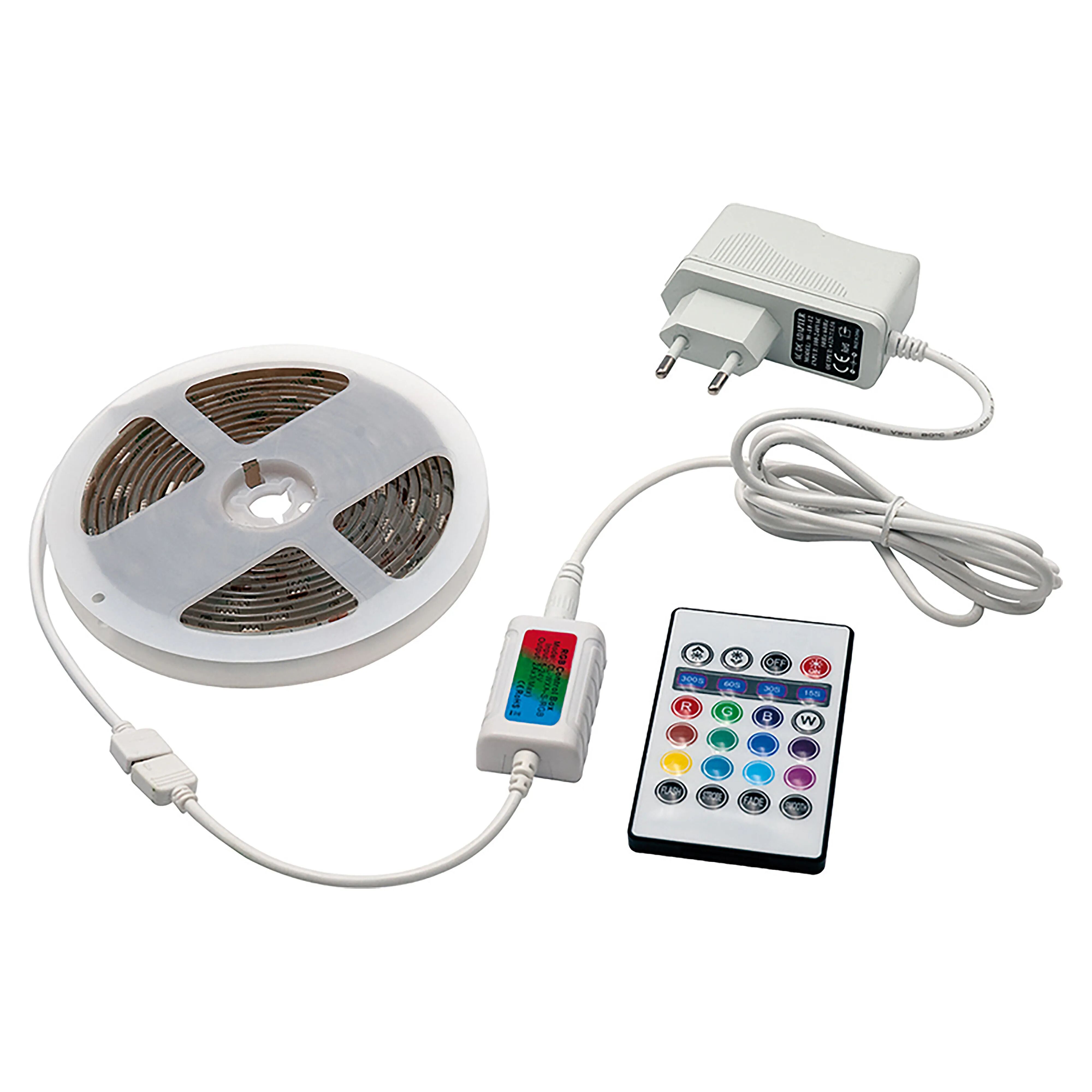 Tecnomat KIT STRIP LED RGB 21,6W 3 m 24V CON ALIMENTATORE E RADIOCONTROLLER IP65