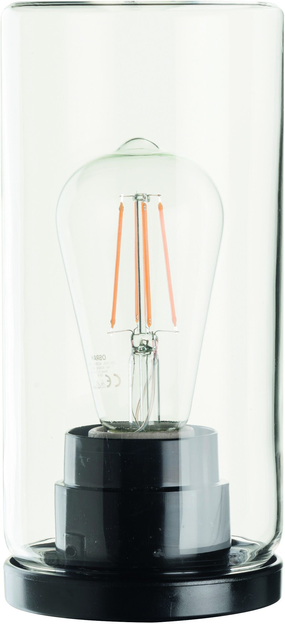 Testa Palo Cilindro Trasparente Con Portalampada E27 Base Per Pali Ø 60 Mm Testa Palo Cilindro Trasparente Con Portalampada E27 Base Per Pali Ø 60 Mm