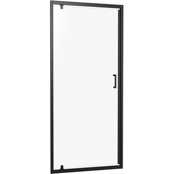 tecnomat porta doccia newport battente 90 cm h200 vetro temperato trasparente 6mm profili alluminio nero