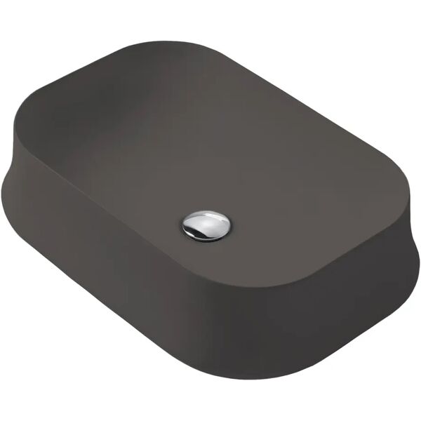 tecnomat lavabo d'appoggio simas sharp08 ceramica antracite matt rettangolare 60x16x42 cm (lxhxp)