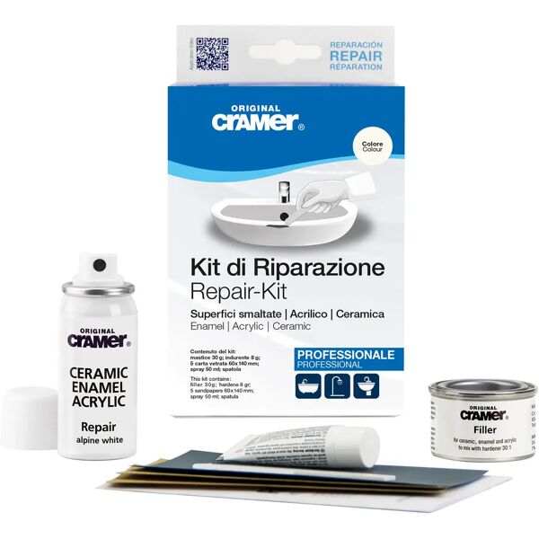 cramer kit di riparazione  per ceramiche  acrilico e smalto colore bianco