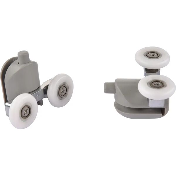 tecnomat kit 2 scorrimenti inferiori doppia ruota Ø23 mm nylon grigio vetro 4-6 mm foro 12 mm