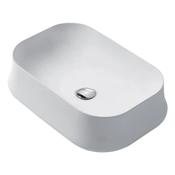 tecnomat lavabo d'appoggio simas sharp08 ceramica bianco matt rettangolare 60x16x42 cm (lxhxp)