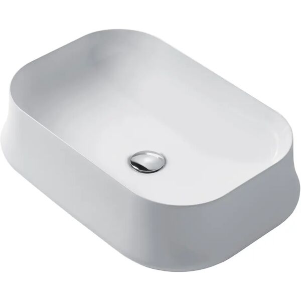 tecnomat lavabo d'appoggio simas sharp08 ceramica bianco lucido rettangolare 60x16x42 cm (lxhxp)