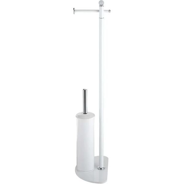 tecnomat piantana porta rotolo porta scopino h 78 cm color bianco e cromo  salvaspazio