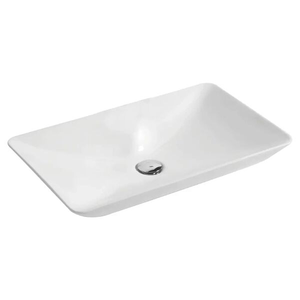 tecnomat lavabo d'appoggio venise in ceramica bianco opaco rettangolare foro 64,2x9,4x40,2cm(lxhxp)
