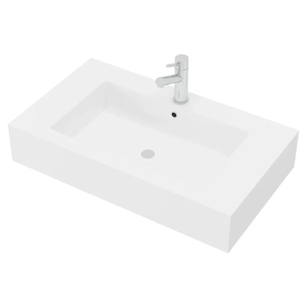 tecnomat lavabo monoblocco 1 vasca 80x15x46 cm (lxhxp) in resina bianco