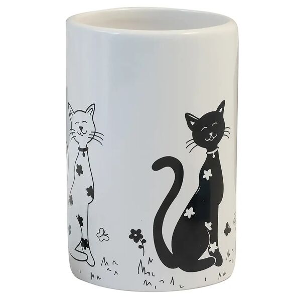 tecnomat porta spazzolino serie cats in ceramica colore bianco e nero