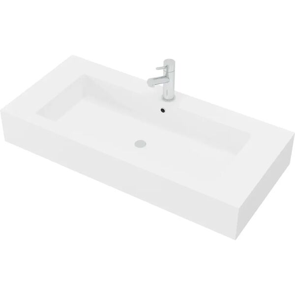 tecnomat lavabo monoblocco 1 vasca 100x15x46 cm (lxhxp) in resina bianco