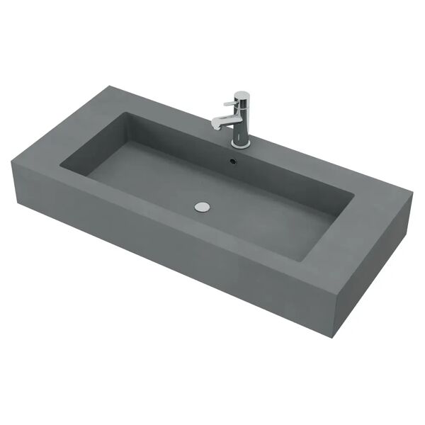 tecnomat lavabo monoblocco 1 vasca 100x15x46 cm (lxhxp) in resina antracite