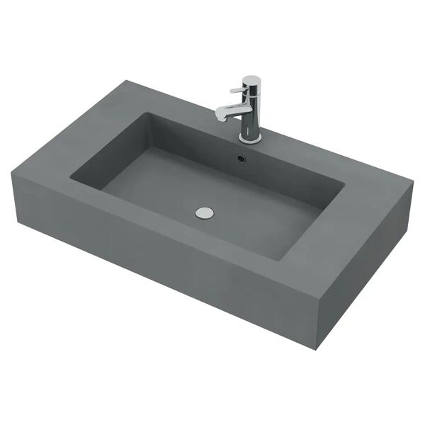 tecnomat lavabo monoblocco 1 vasca 80x15x46 cm (lxhxp) in resina antracite